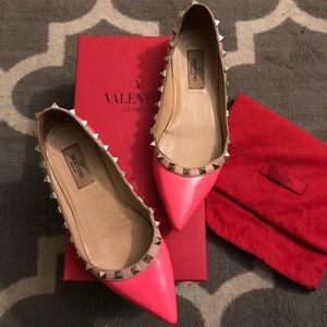 Valentino Rockstud Flats Fuchsia 36